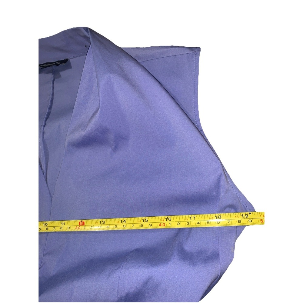 Lafayette 148 New York Sheath Dress 12 Blue Sleeveless V-Neck Knee Length Preppy - Picture 11 of 13